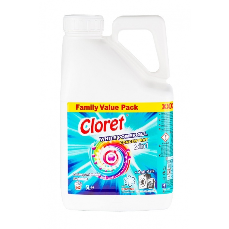 Detergent lichid rufe concentrat 2 in 1 White Power - 5 litri