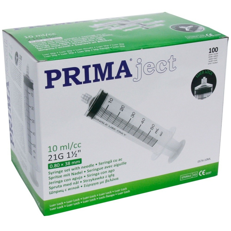 Seringi 10 ml cu filet si ac 21G - PRIMA - 100 buc