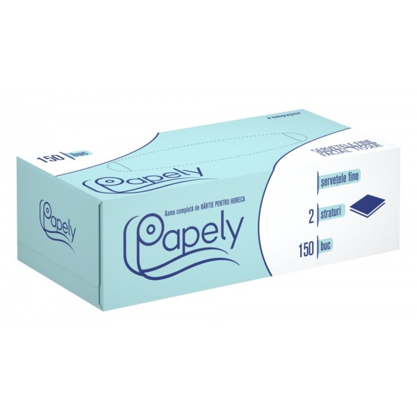 Servetel facial, alb, 2 straturi Papely - 150 buc