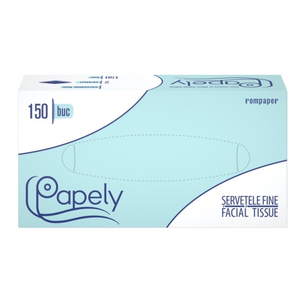 Servetel facial, alb, 2 straturi Papely - 150 buc
