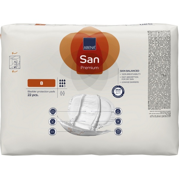 Abena San - 8 - Premium, Absorbante anatomice incontinenta - 2500 ml - 22 buc