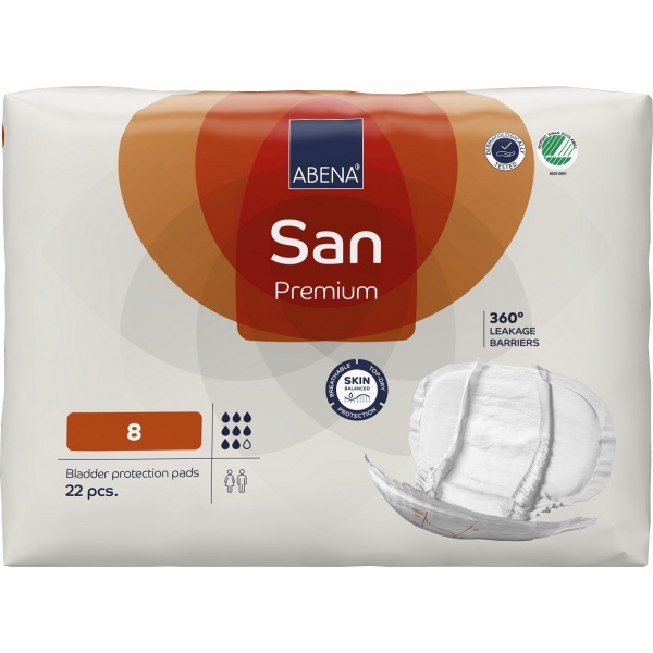 Abena San - 8 - Premium, Absorbante anatomice incontinenta - 2500 ml - 22 buc