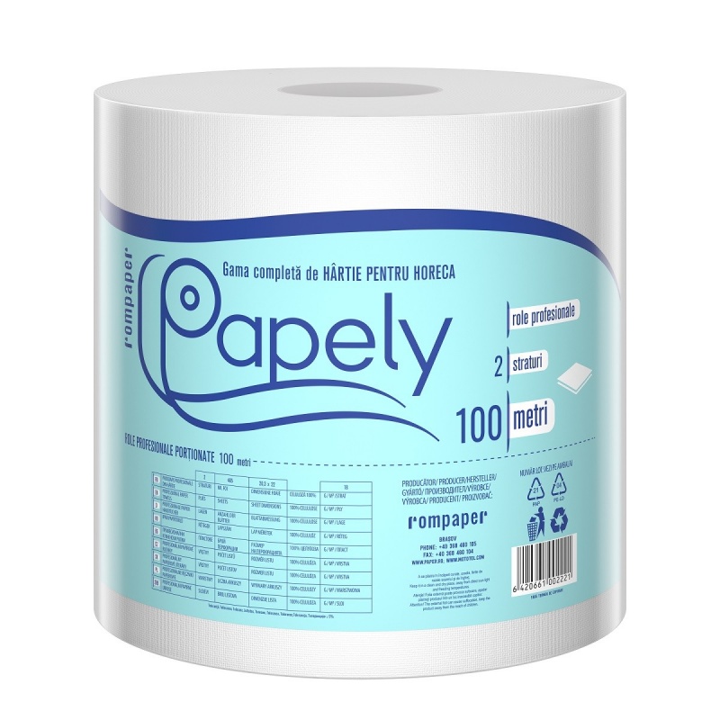Rola prosop hartie 2 straturi Papely - 100 metri