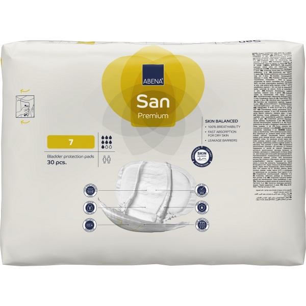 Abena San - 7 - Premium, Absorbante anatomice incontinenta - 2100 ml - 30 buc