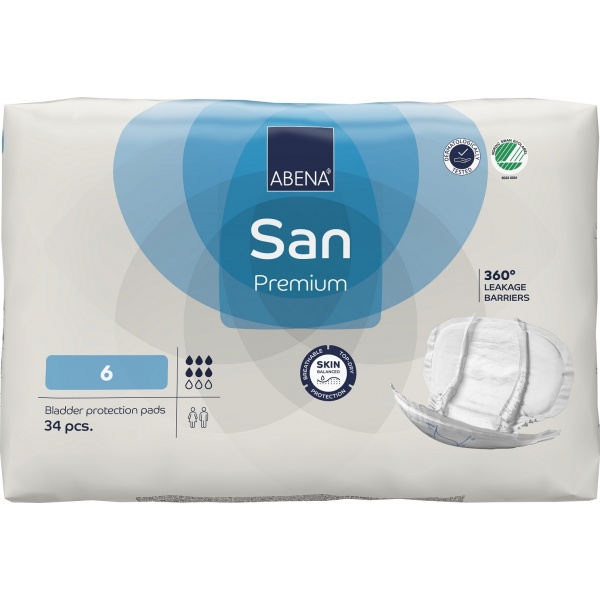 Abena San - 6 - Premium, Absorbante anatomice incontinenta - 1600 ml - 34 buc