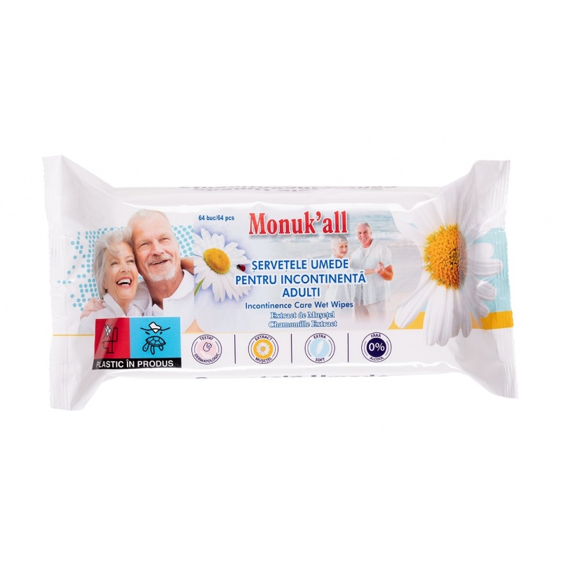 Servetele umede incontinenta - Monuk'all - 64 buc