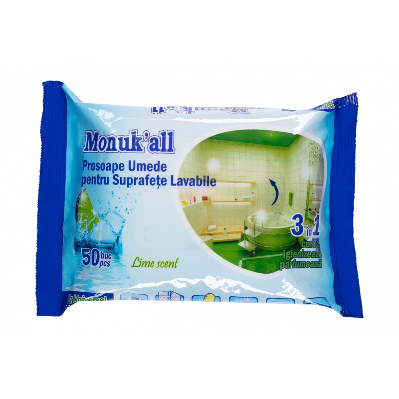 Servetele umede pentru suprafete lavabile - 50 buc