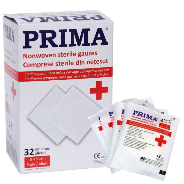 Comprese material netesut STERILE - 5 x 5 cm x 8 pliuri - 64 buc