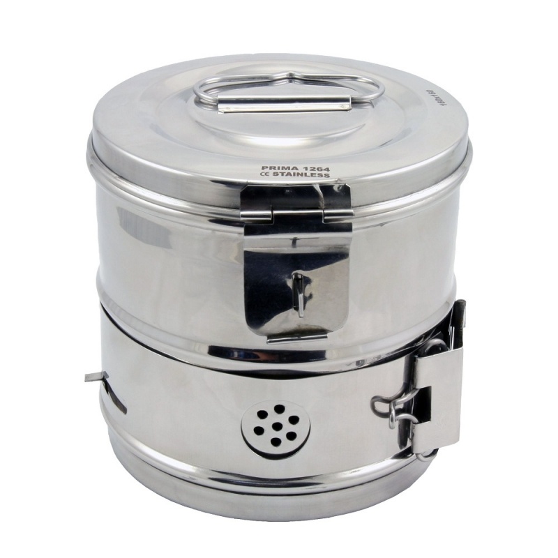 Casoleta inox cu capac sterilizare intrumentar medical - 8 x 8 cm