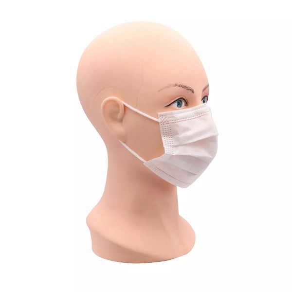 Masti medicale 3 straturi cu elastic IIR - Albe - 50 buc
