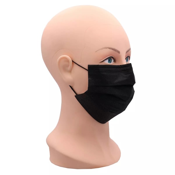Masti medicale 3 straturi cu elastic IIR - Negru - 50 buc