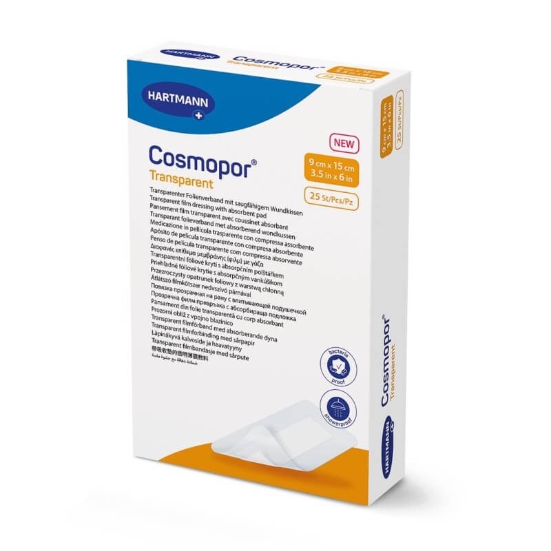 Cosmopor Transparent - Plasture transparent cu compresa sterila 9 x 15 cm - 25 buc