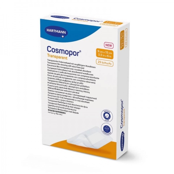 Cosmopor Transparent - Plasture transparent cu compresa sterila 9 x 15 cm - 25 buc