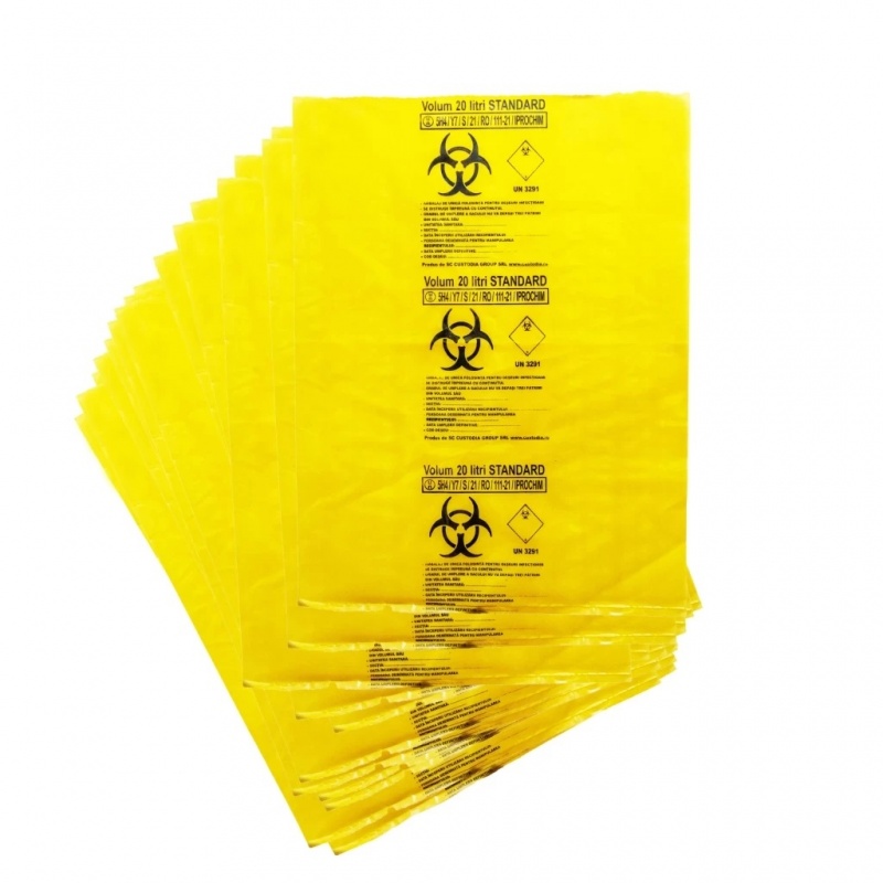 Saci galbeni deseuri infectioase - 20 litri - 50 bucati