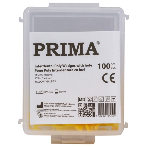 Pene Poly Interdentare cu inel - Galben - M - 100 buc